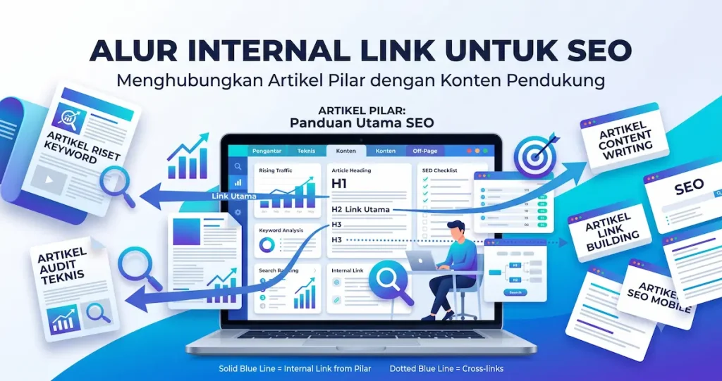 Jangan Asal Tulis! Cara Membuat Artikel SEO Friendly yang Disukai Google dan Nyaman Dibaca 2 alur internal link artikel pilar